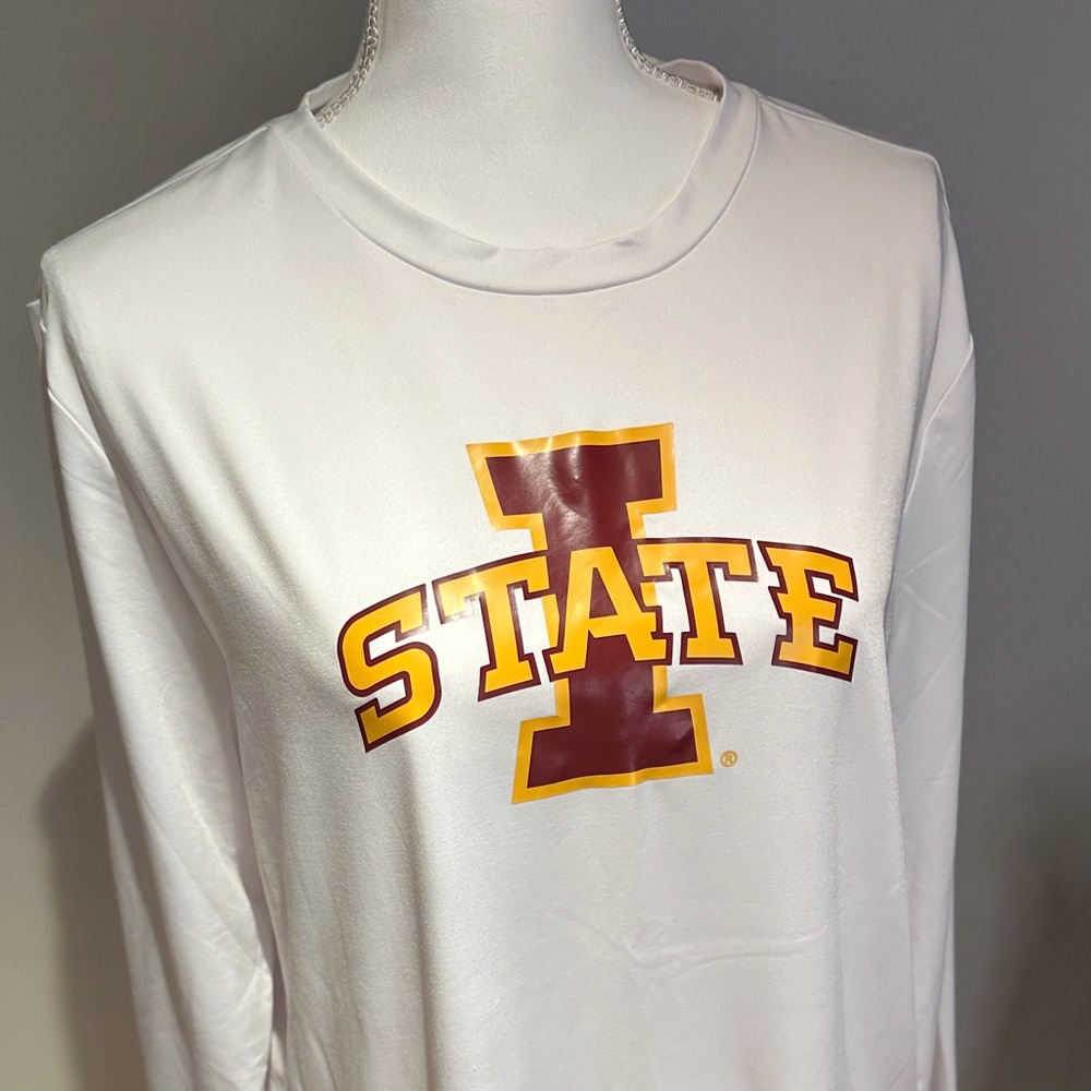 White Long Sleeve Shirt with Iowa State University Logo - Picture 2 of 4